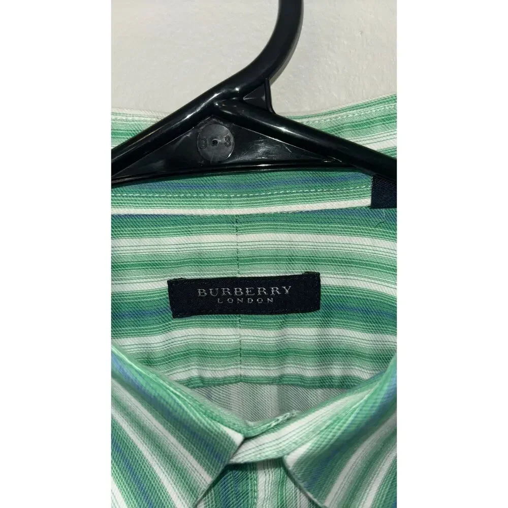 Burberry small green button down UK made - Picture 3 of 7